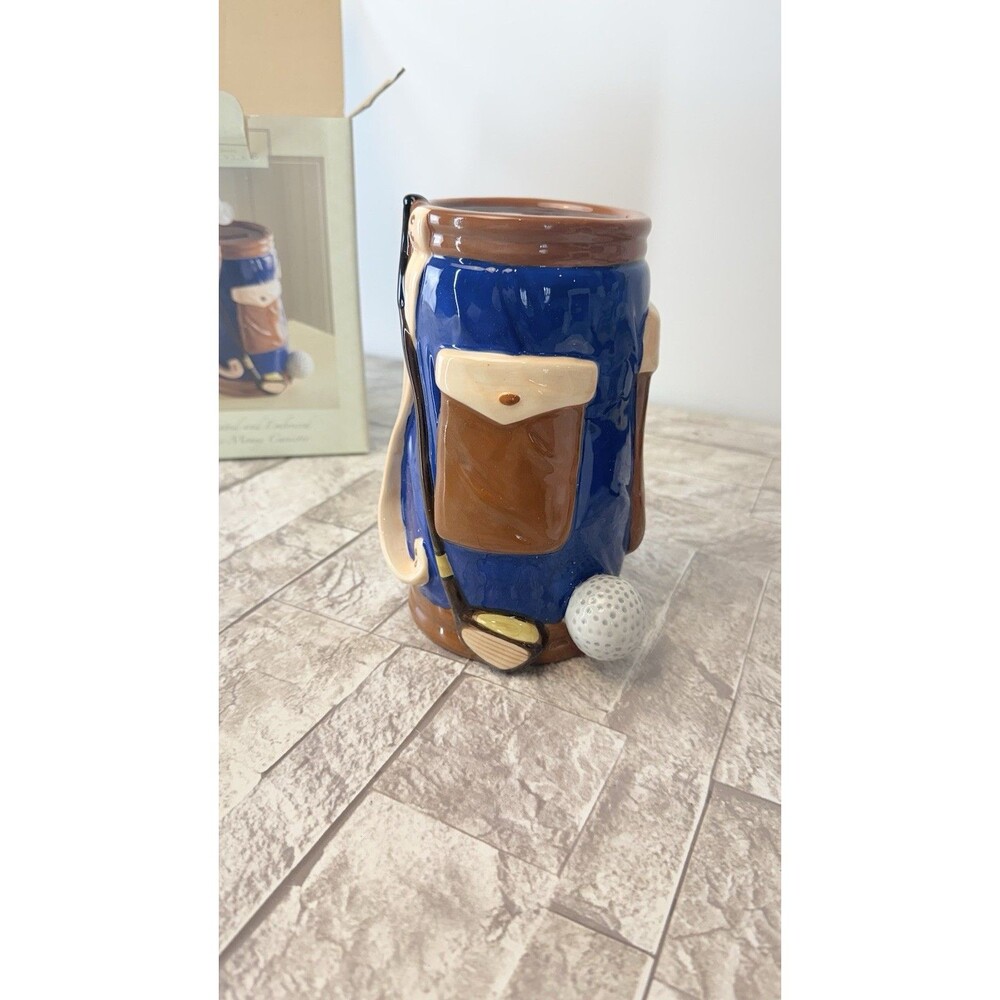 NIB Vintage Ceramic Golf Bank with Ball and Clubs 7" Tall Size 4 L X 7”Wx3.5H - Picture 4 of 9